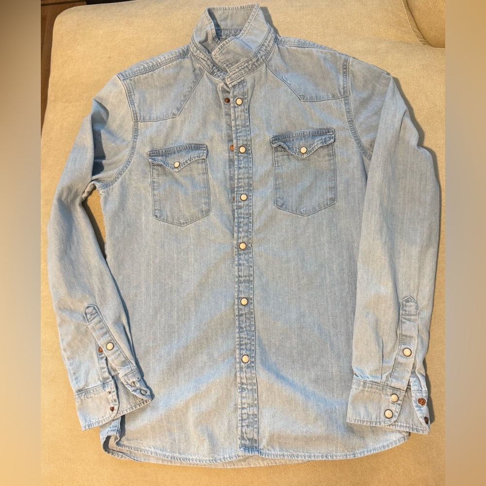 Light Blue Denim Button-Up Shirt